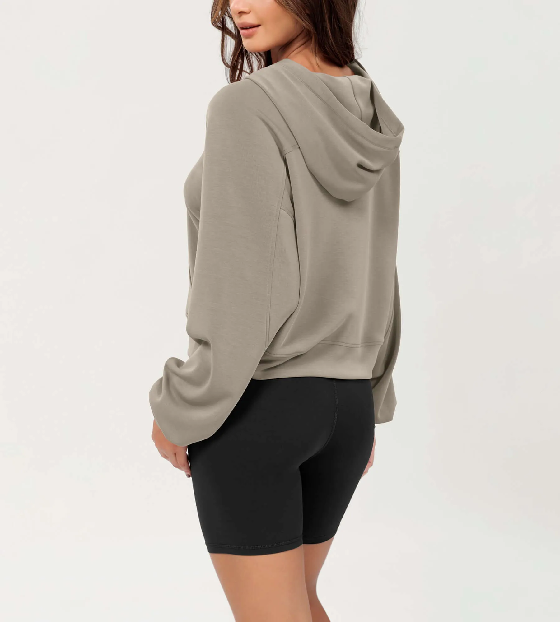 Modal Soft Oversized Long Sleeve Cropped Hoodie