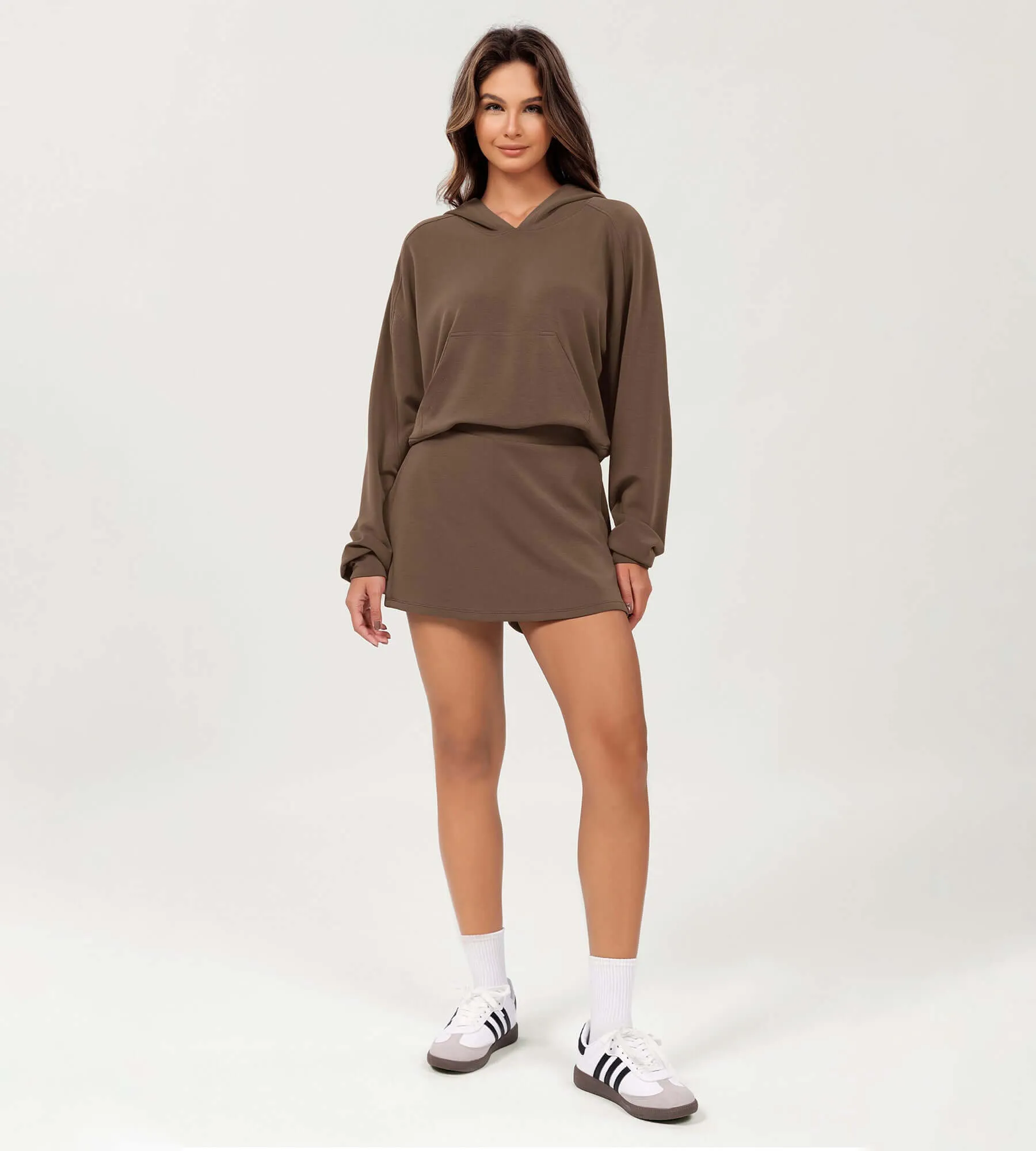 Modal Soft Oversized Long Sleeve Cropped Hoodie