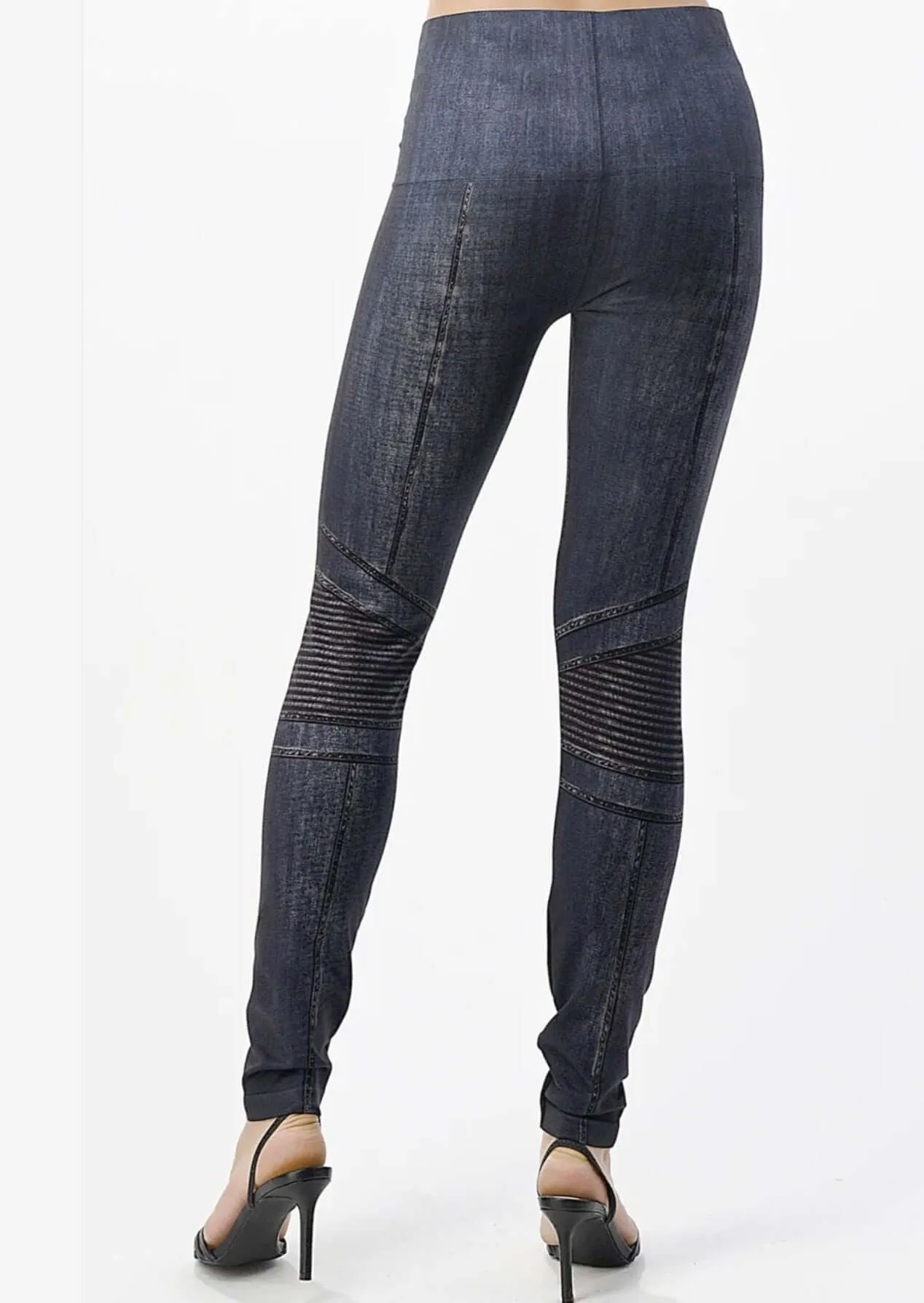 Moto Denim Sublimation Print Jeggings - Clearance Final Sale