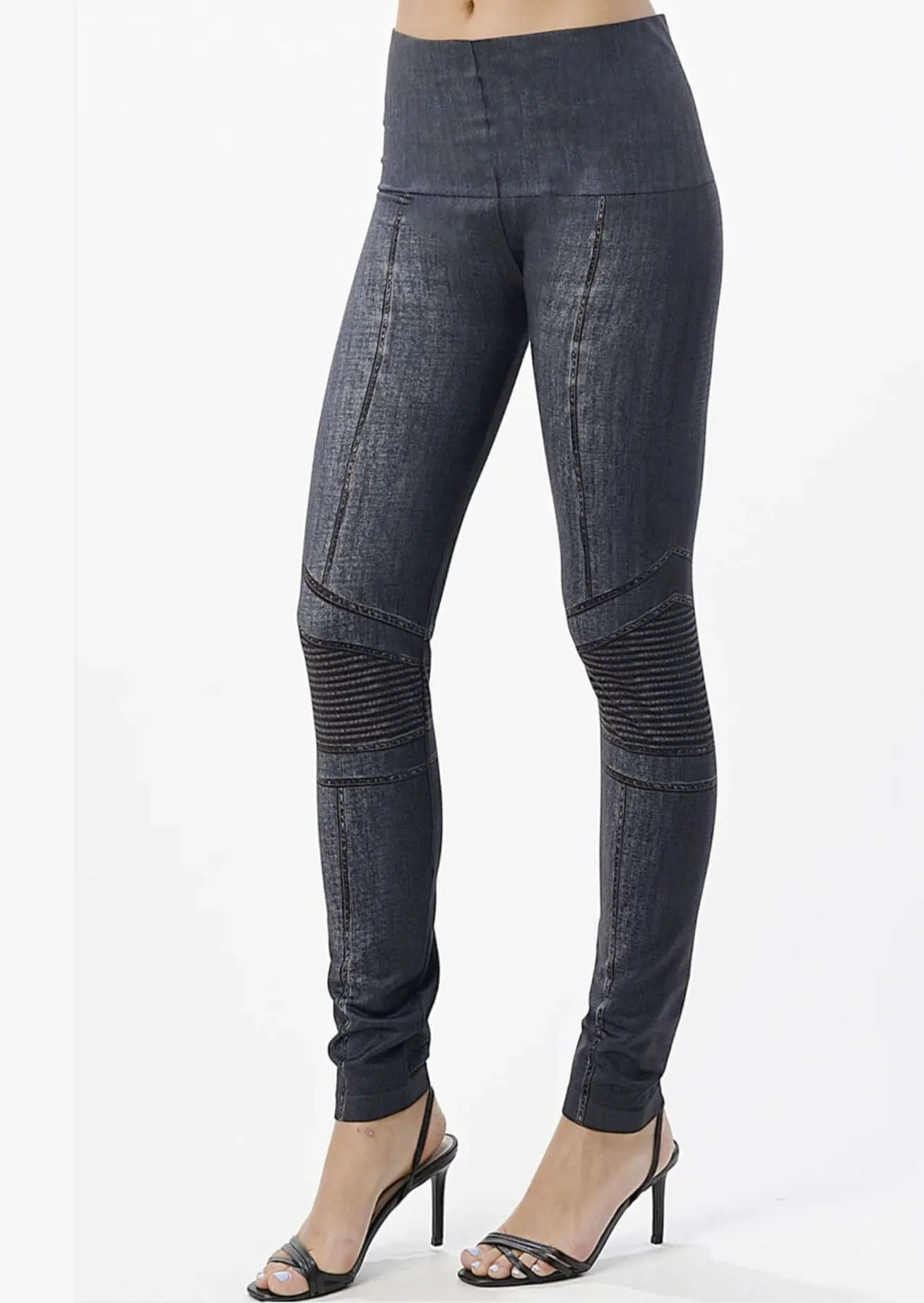 Moto Denim Sublimation Print Jeggings - Clearance Final Sale