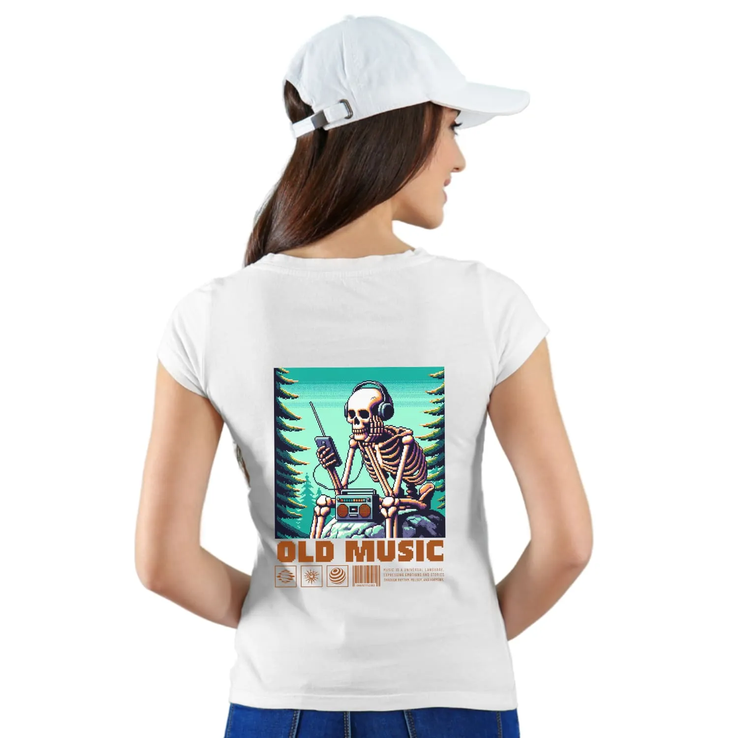 Old music Womens cotton printed T-shirt