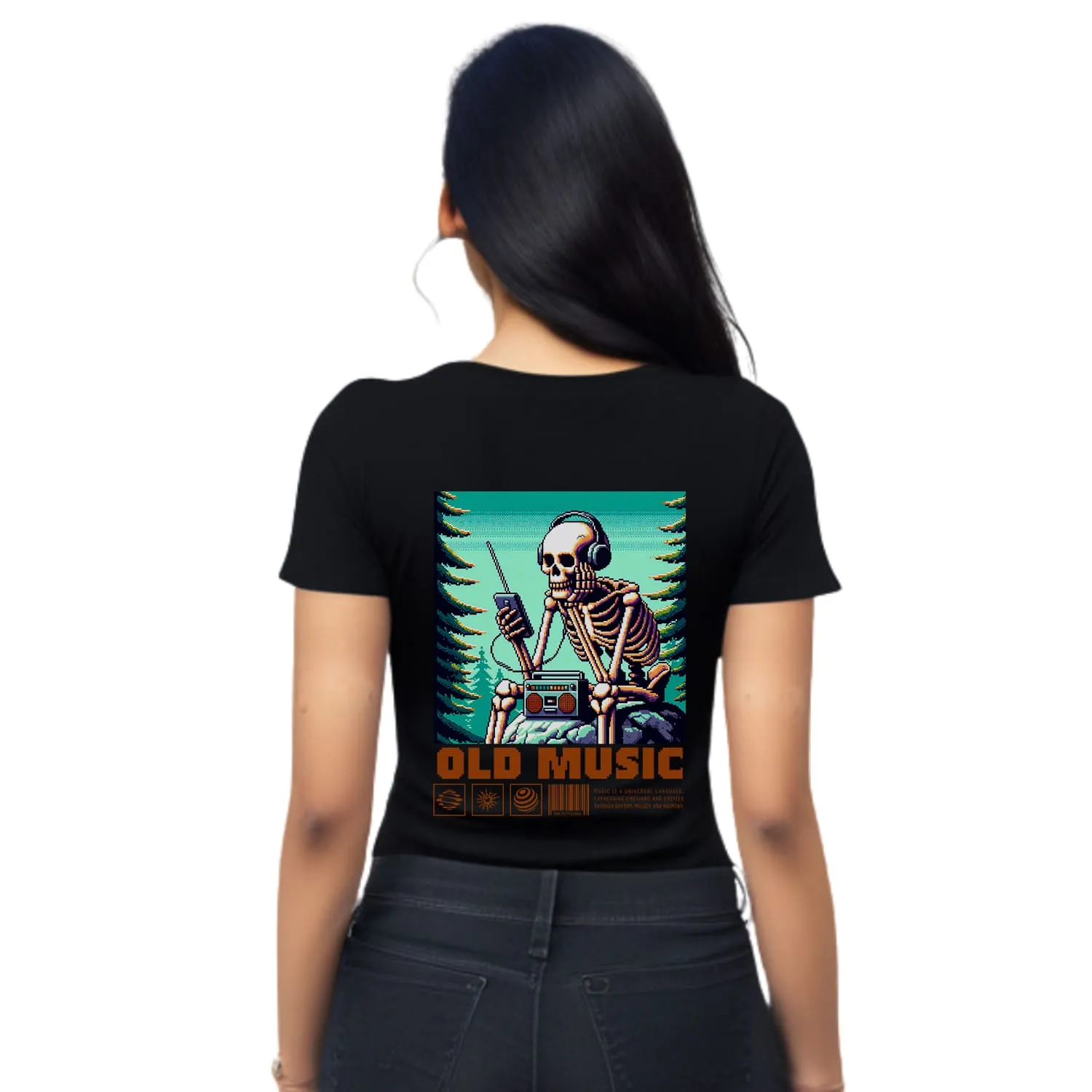 Old music Womens cotton printed T-shirt
