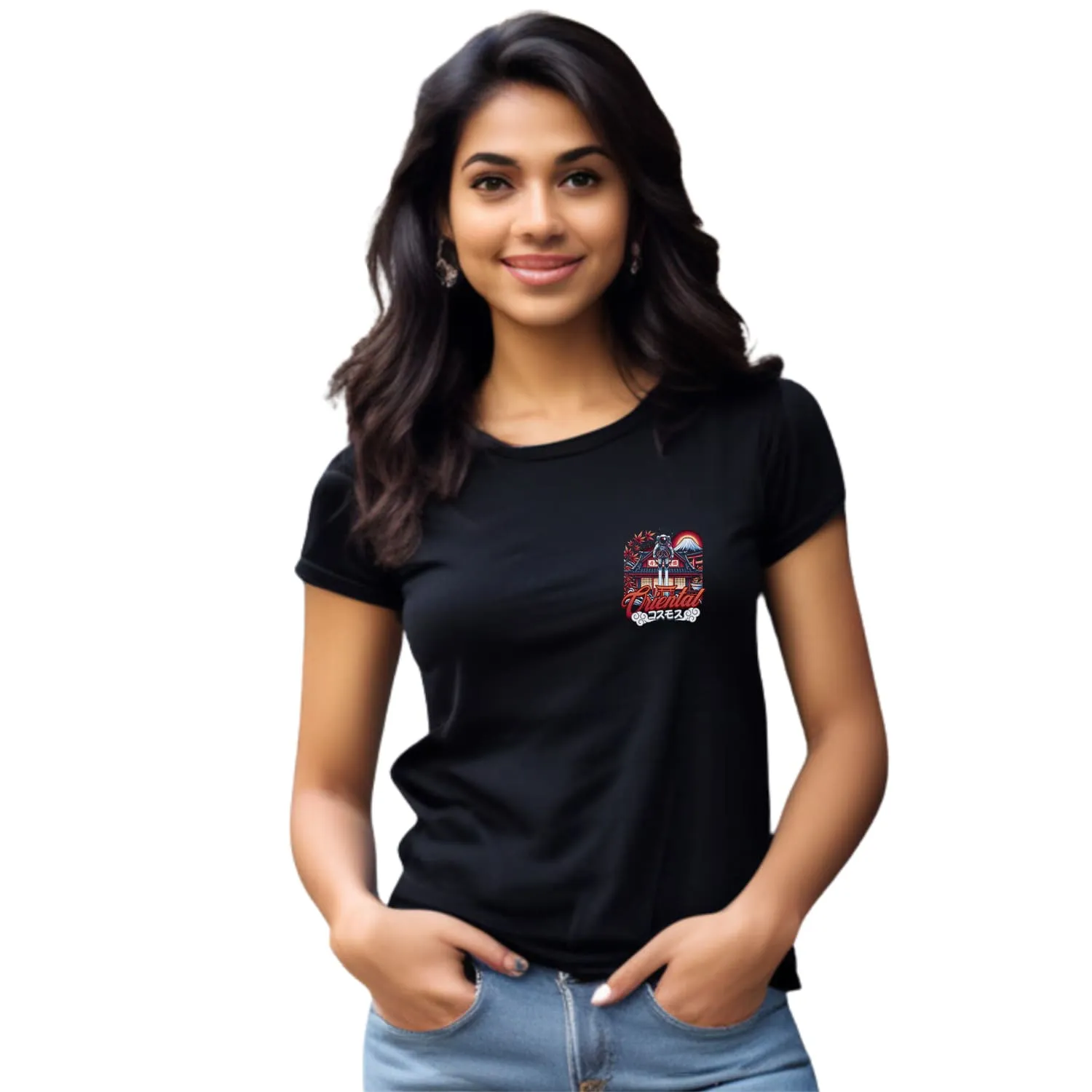Oriental Womens cotton printed T-shirt