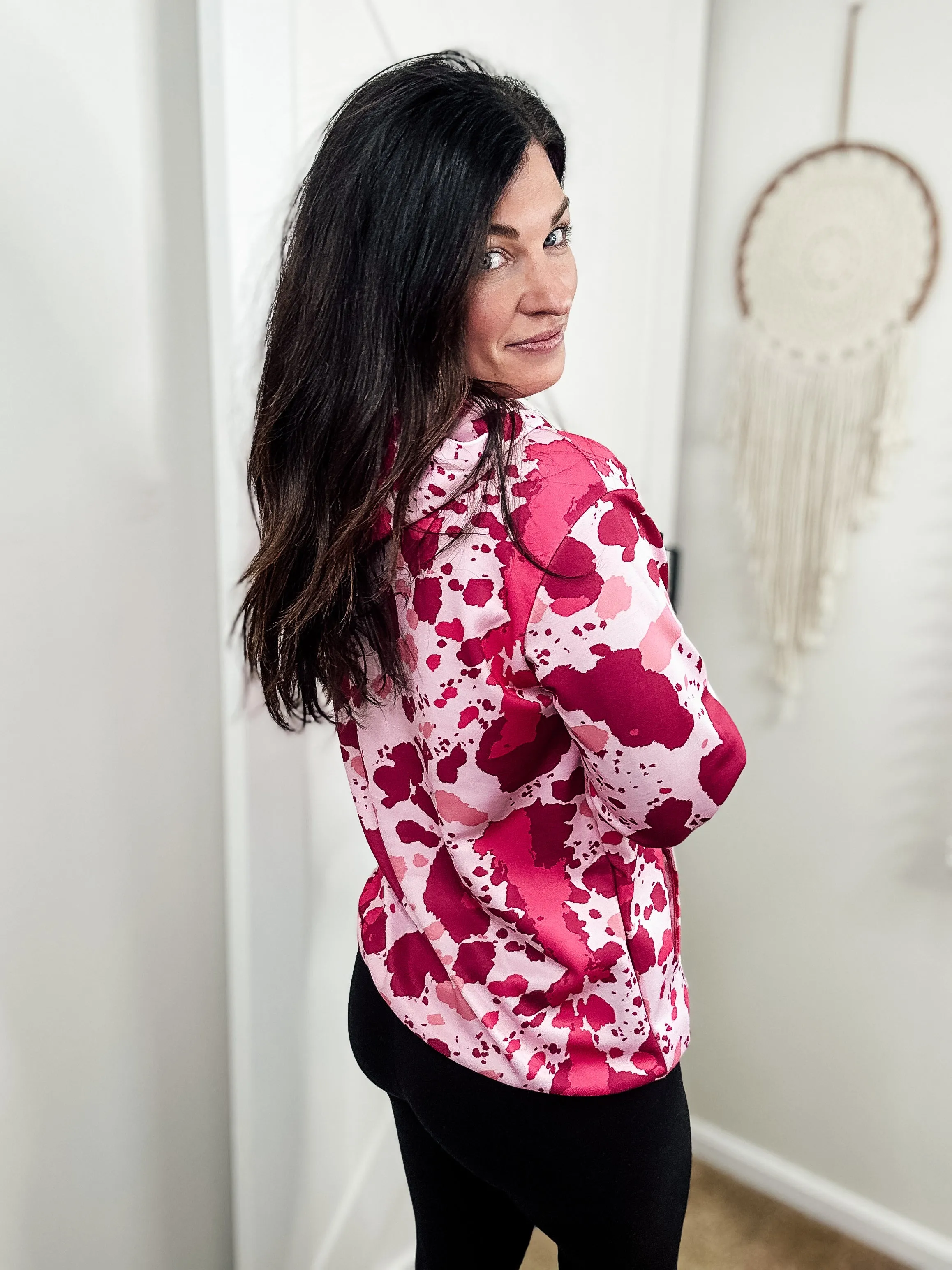 Pink Cowprint Hoodie