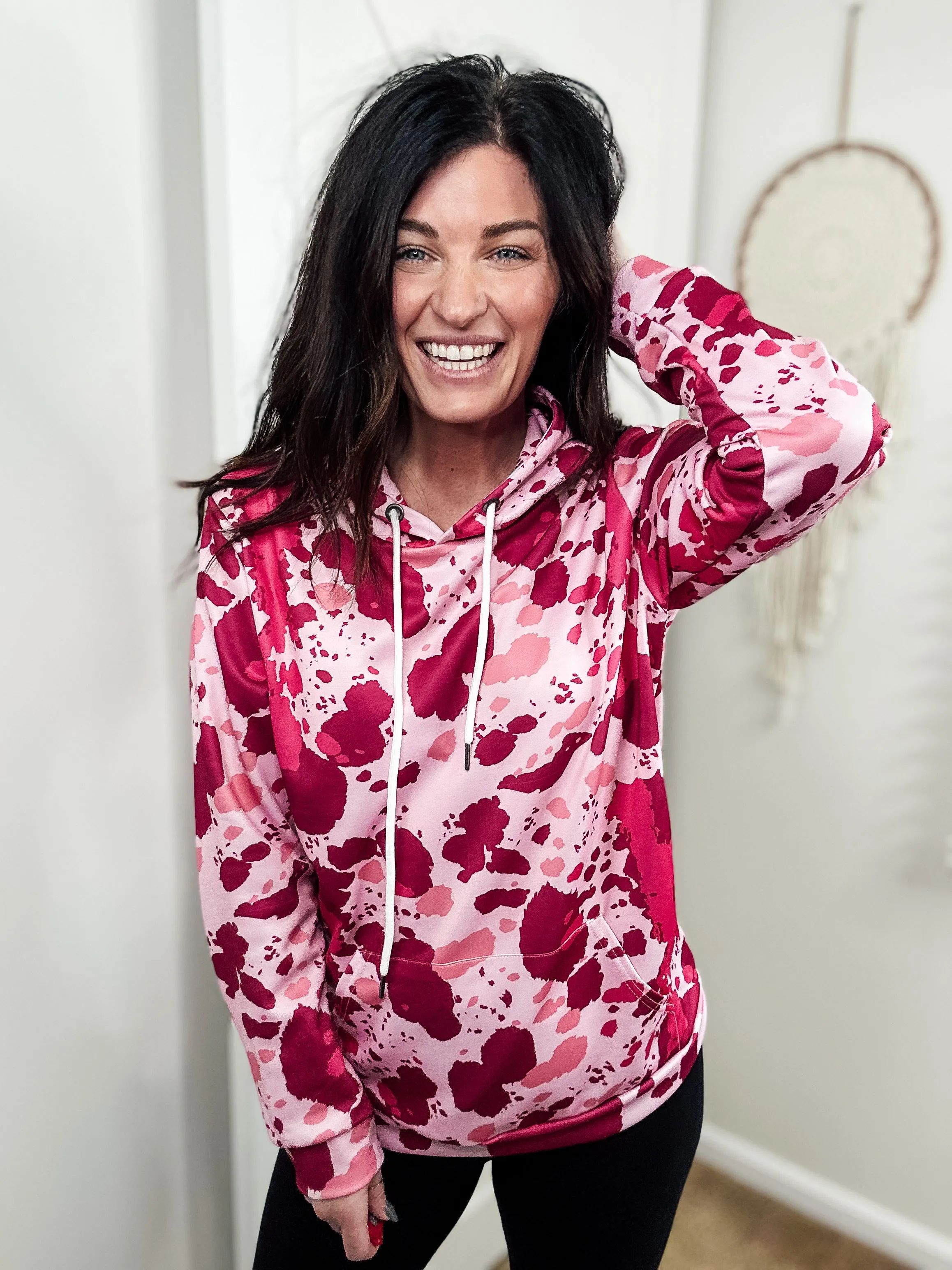 Pink Cowprint Hoodie