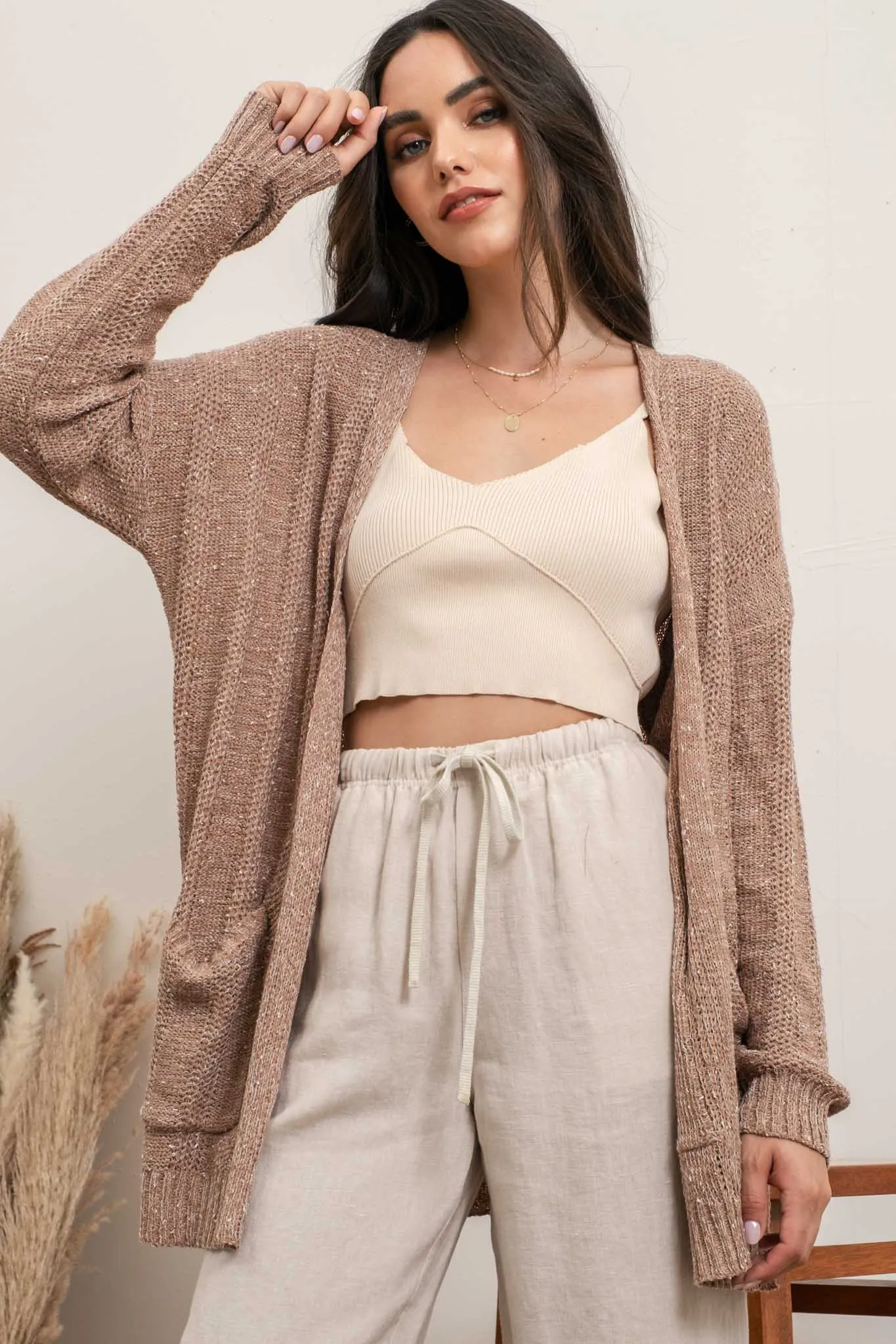 PLUS COZY POCKET KNIT CARDIGAN