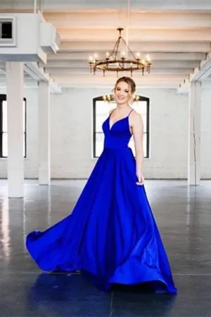 Promfast Chic A Line Spaghetti Straps V Neck Prom Dresses Evening Dresses PFP2104