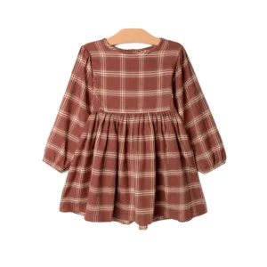 Puff Sleeve Dress - Flannel Rust by City Mouse - FINAL SALE
