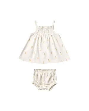 Quincy Mae Ivory Lemons Smocked Tank   Bloomer Set