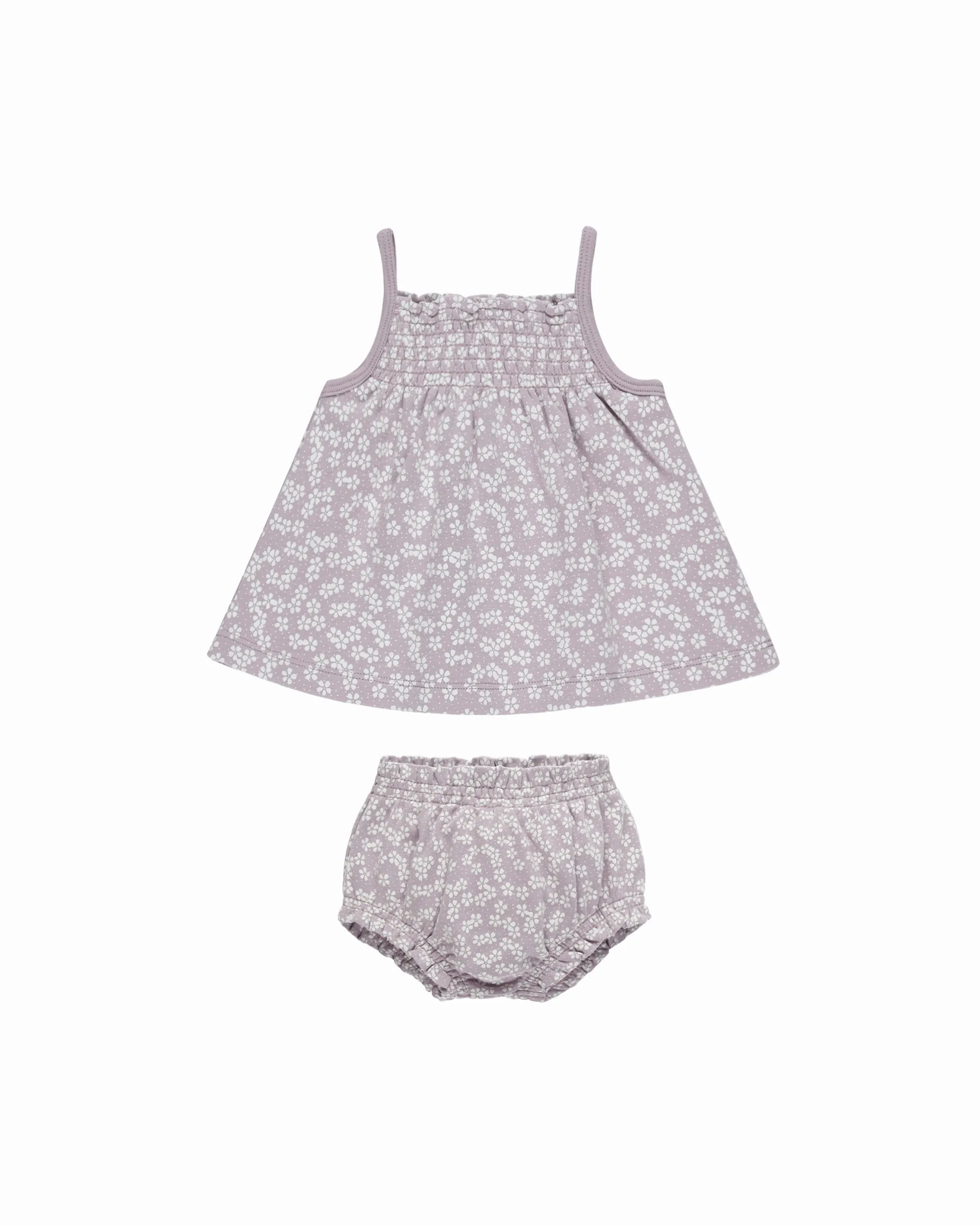 Quincy Mae Lavender Ditsy Smocked Tank   Bloomer Set
