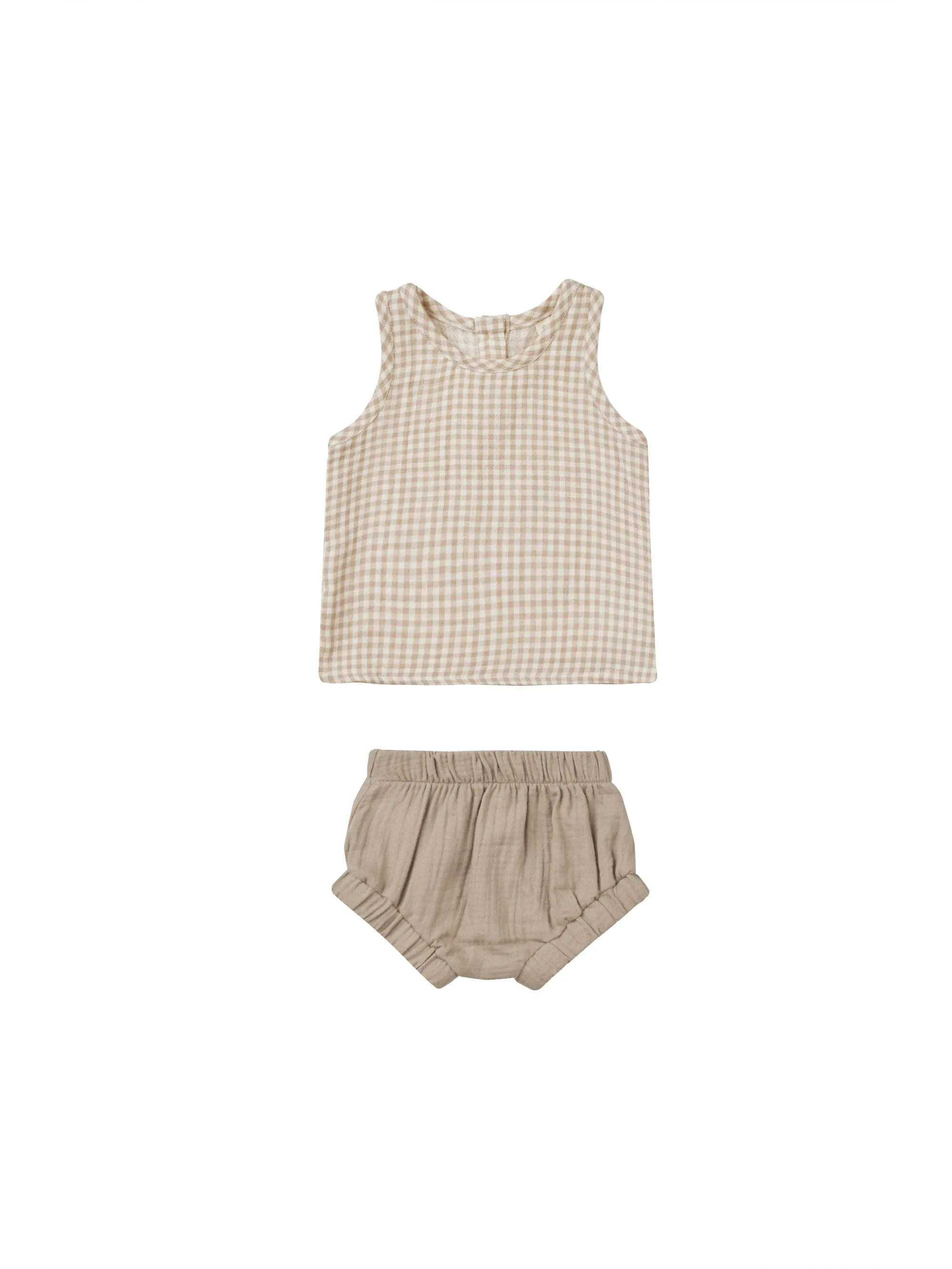 Quincy Mae Oat Gingham Woven Tank   Short Set