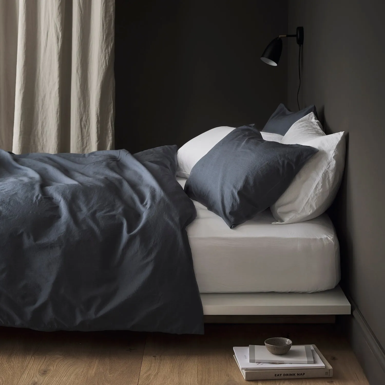 Relaxed Cotton Duvet Cover - Ink
