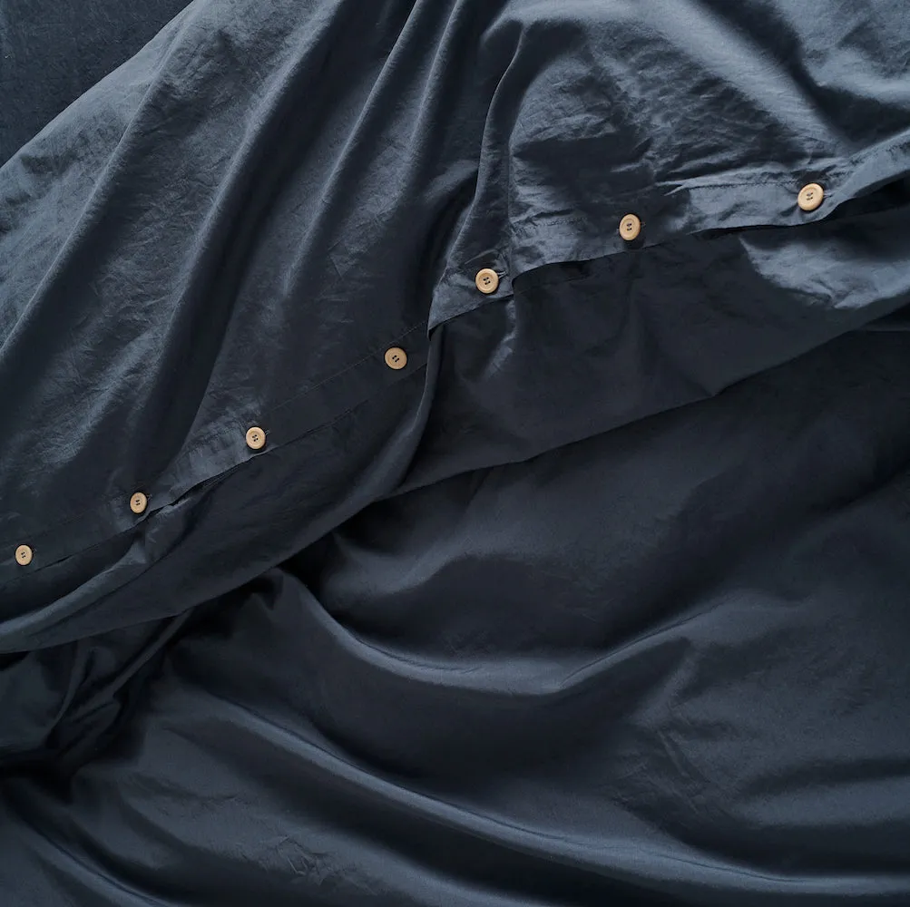 Relaxed Cotton Duvet Cover - Ink