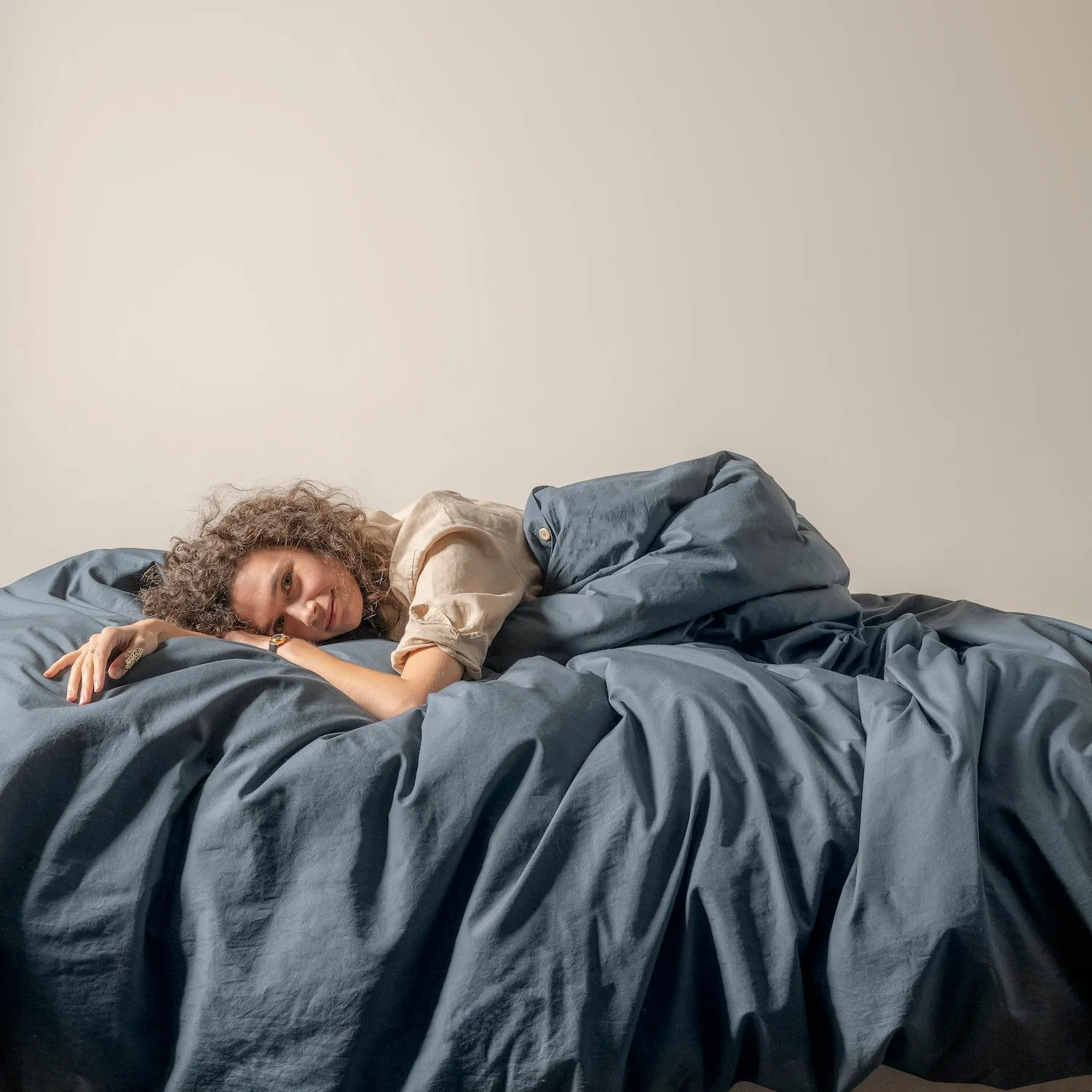 Relaxed Cotton Duvet Cover - Ink