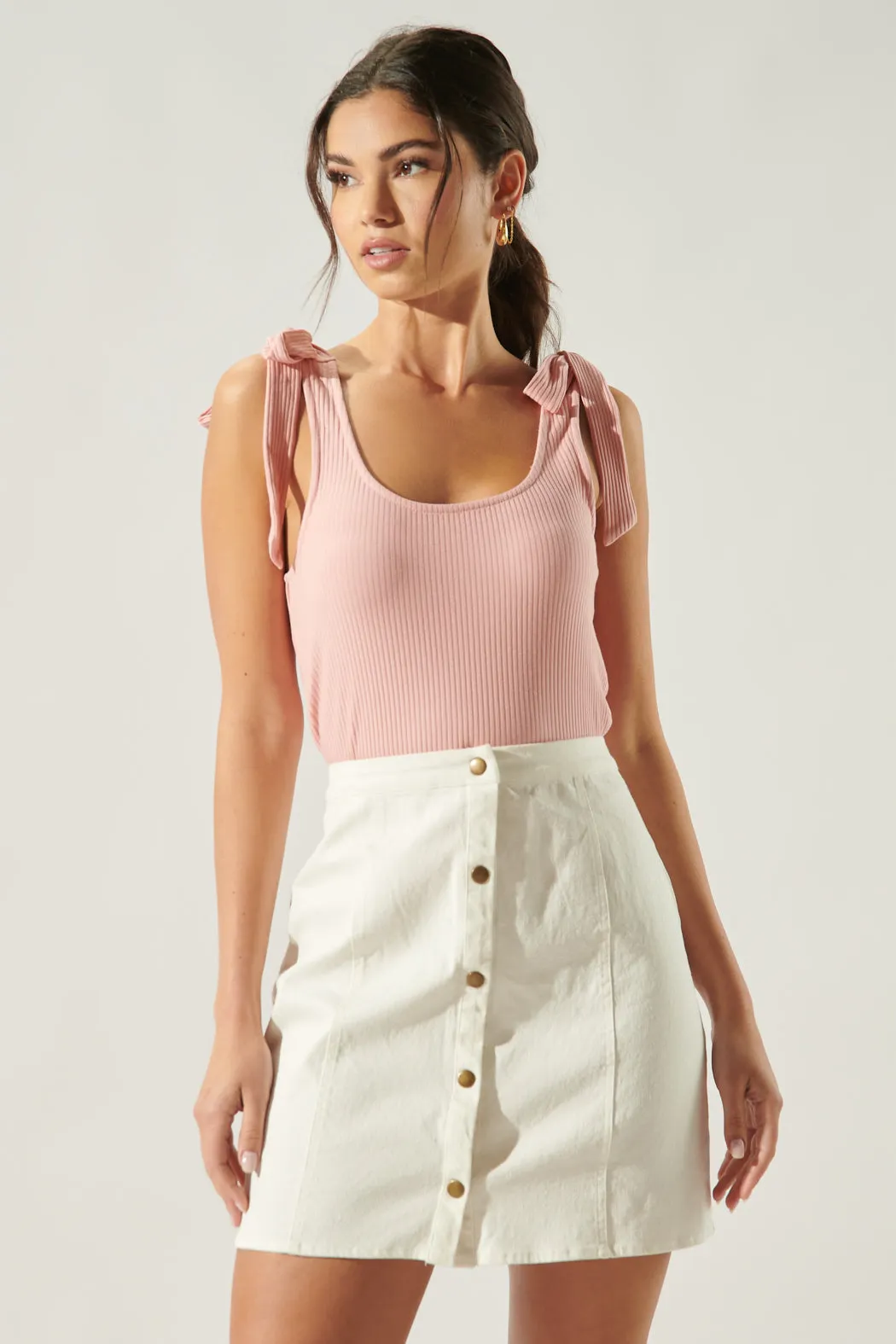 Ripley Ribbed Scoop Neck Cropped Tank Top