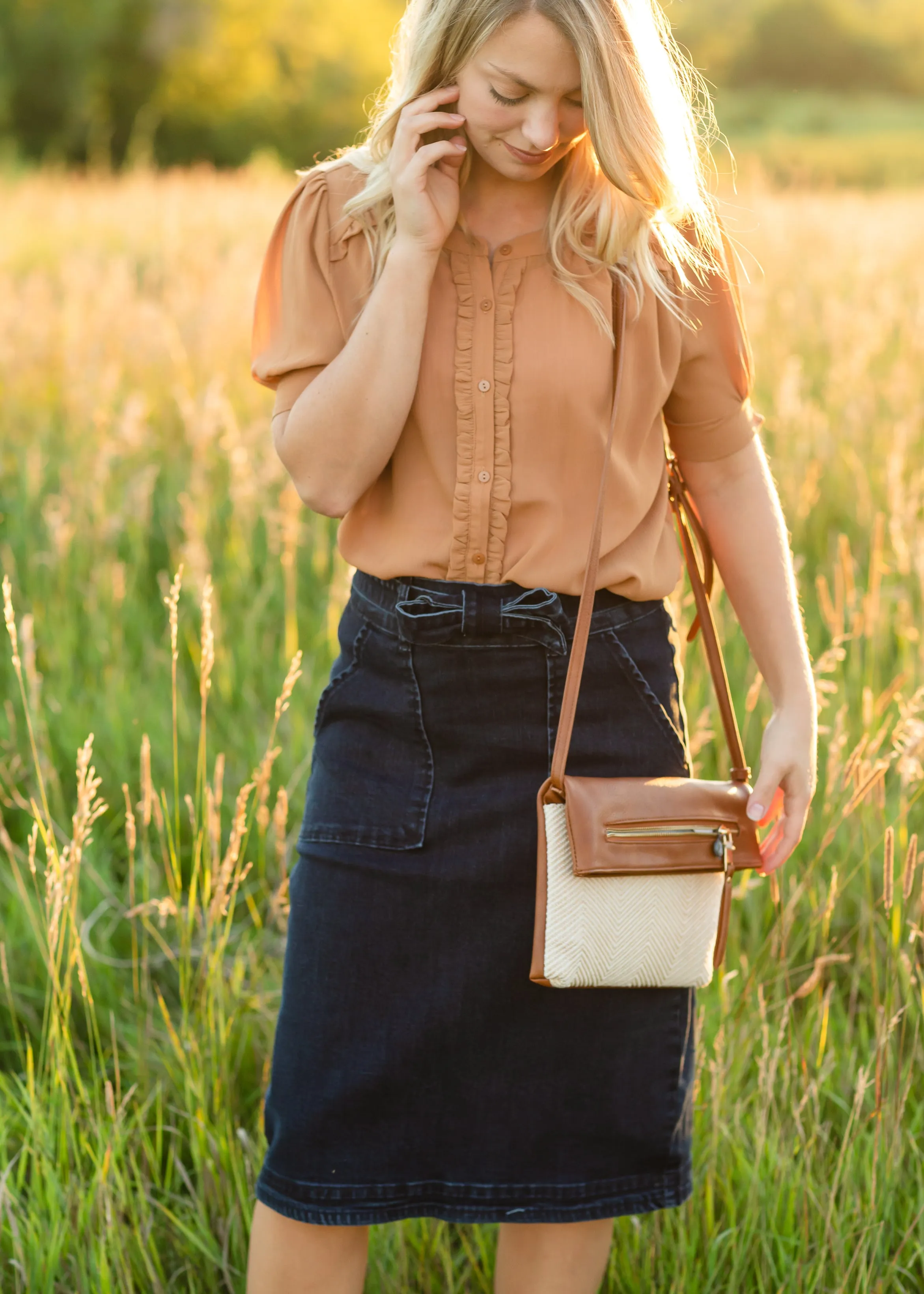 Ruffle Button Up Puff Sleeve Blouse - FINAL SALE