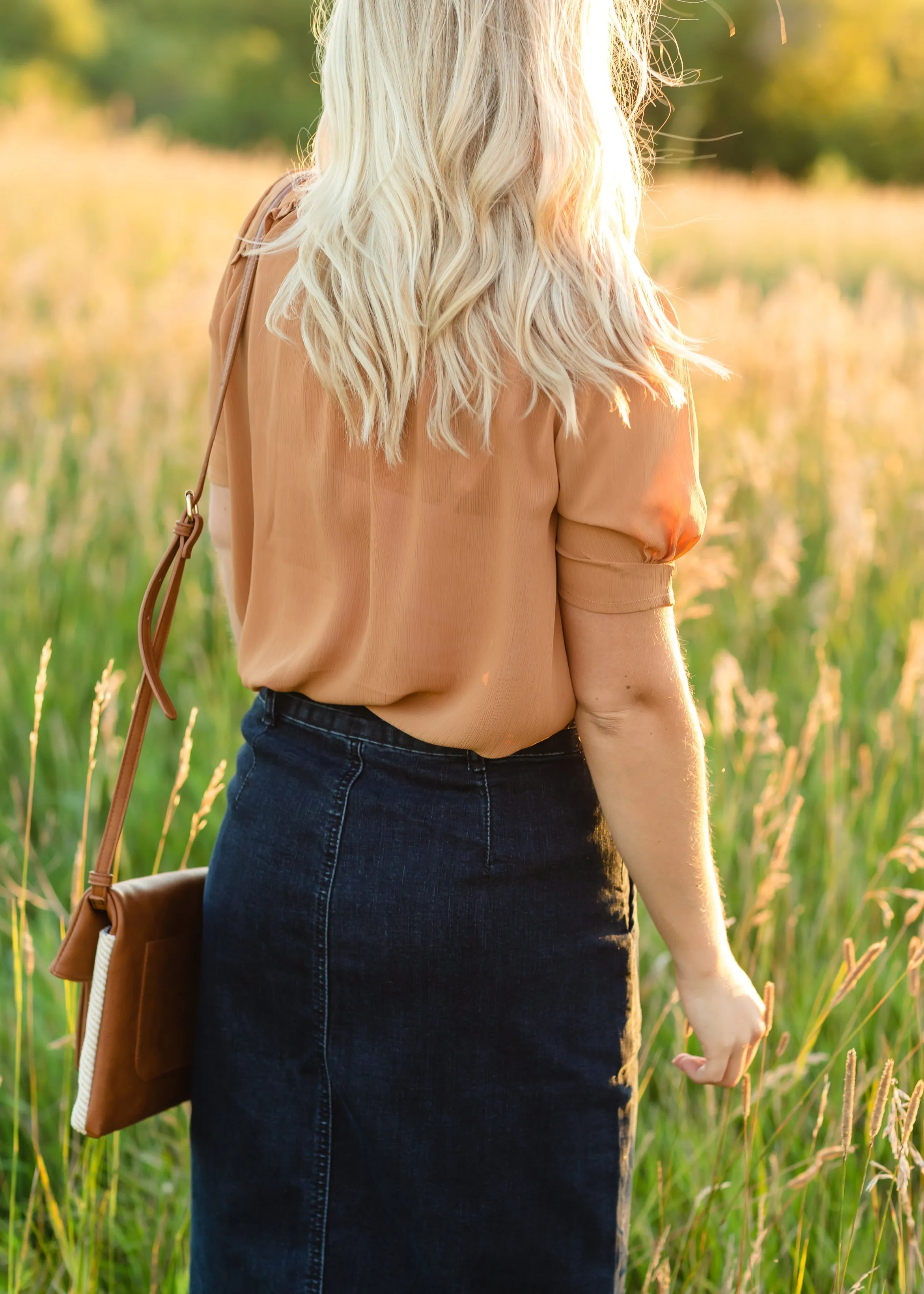 Ruffle Button Up Puff Sleeve Blouse - FINAL SALE