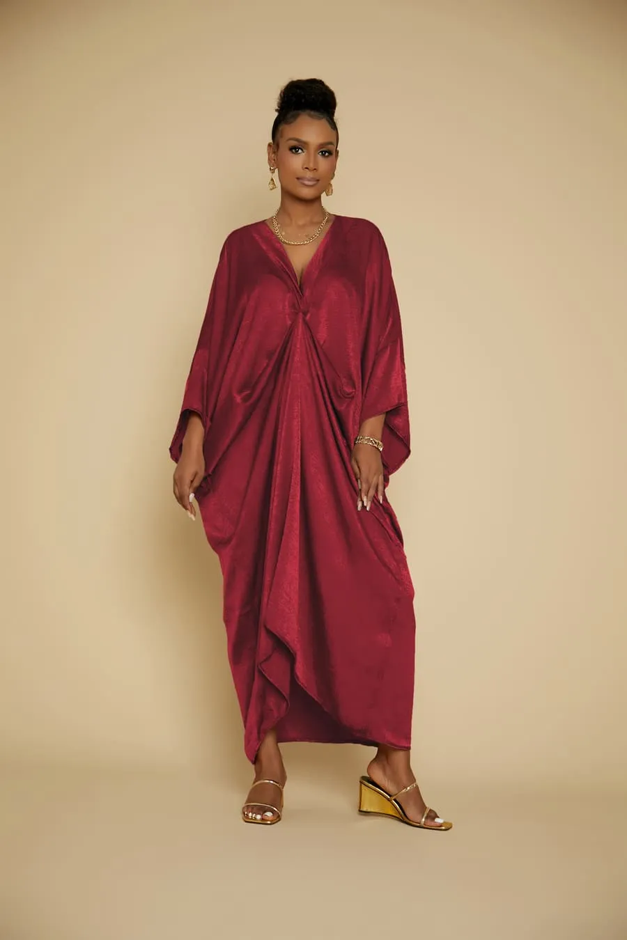 Satin V-Neck Caftan Cover Ups