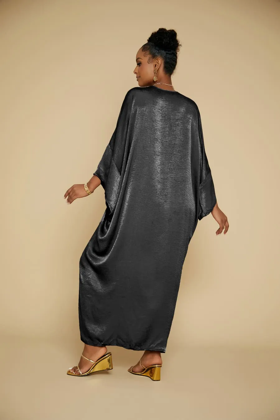Satin V-Neck Caftan Cover Ups
