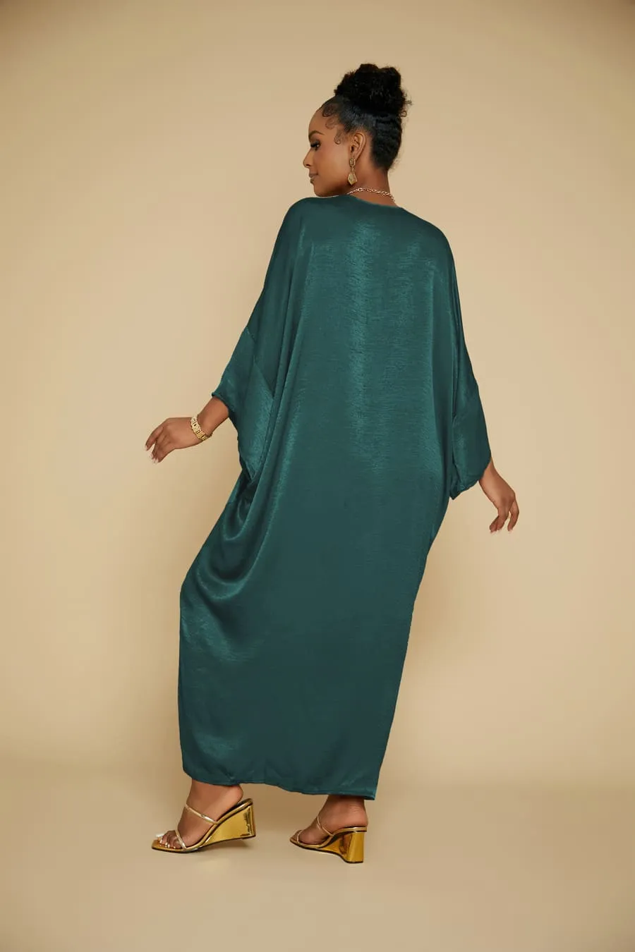 Satin V-Neck Caftan Cover Ups