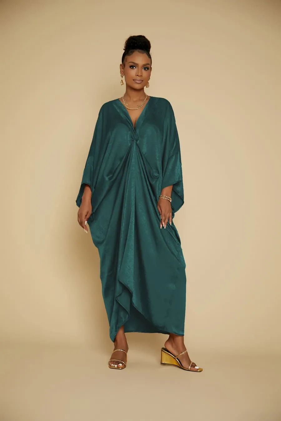 Satin V-Neck Caftan Cover Ups