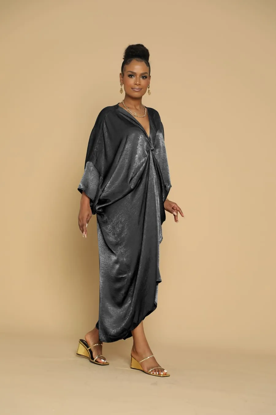Satin V-Neck Caftan Cover Ups