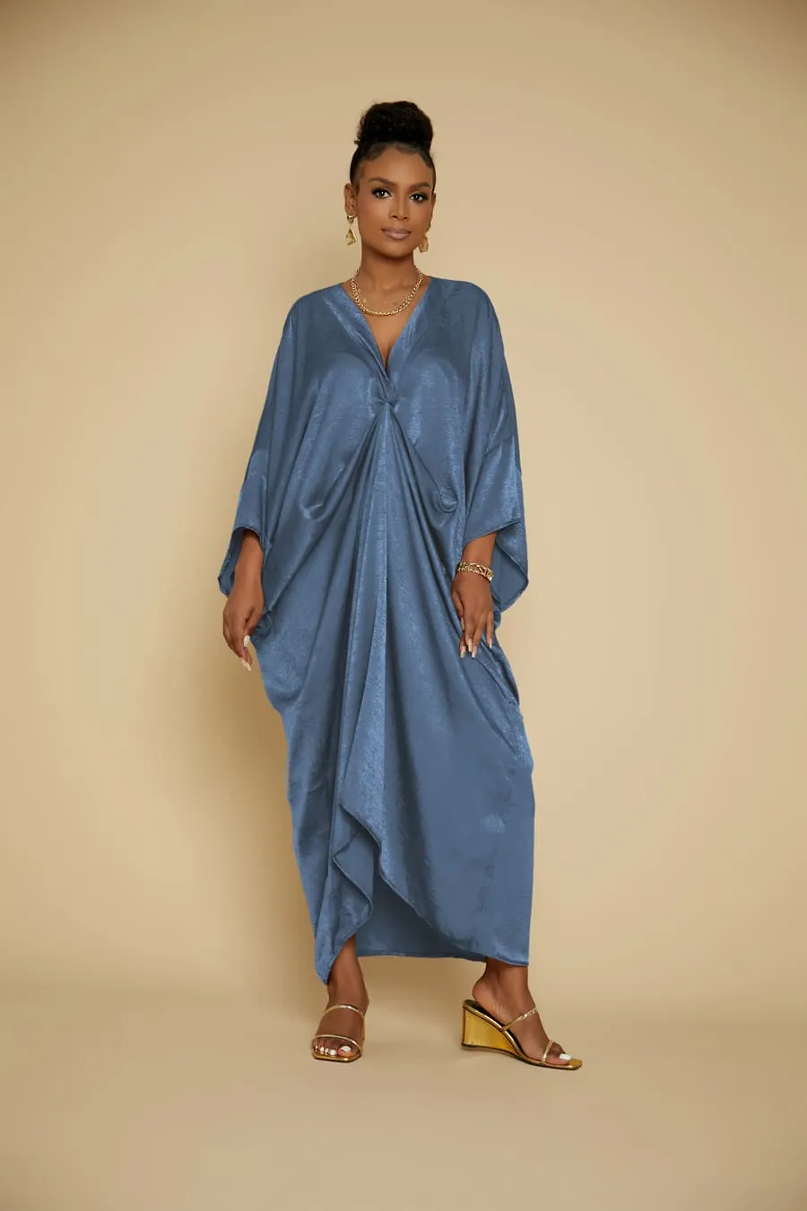 Satin V-Neck Caftan Cover Ups