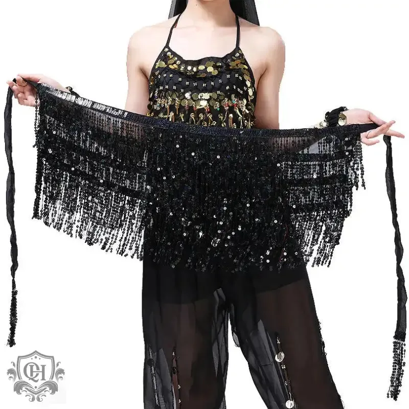 Sequin Tassel Tie Up Skirt