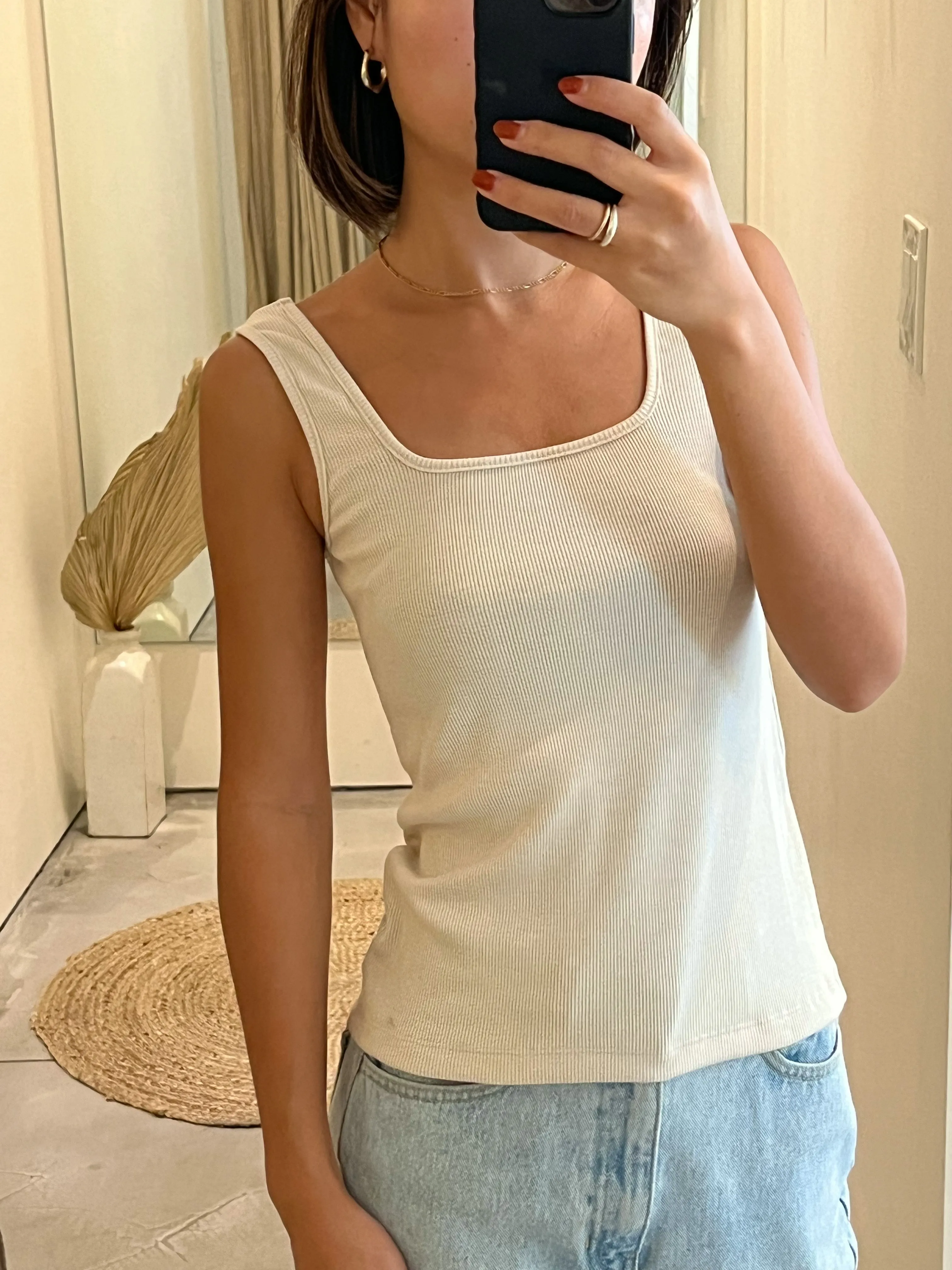 Square Neck Tank - Cotton Ribbed