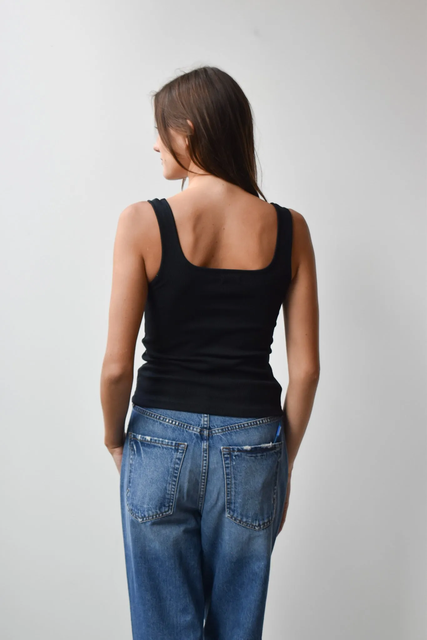 Square Neck Tank - Cotton Ribbed