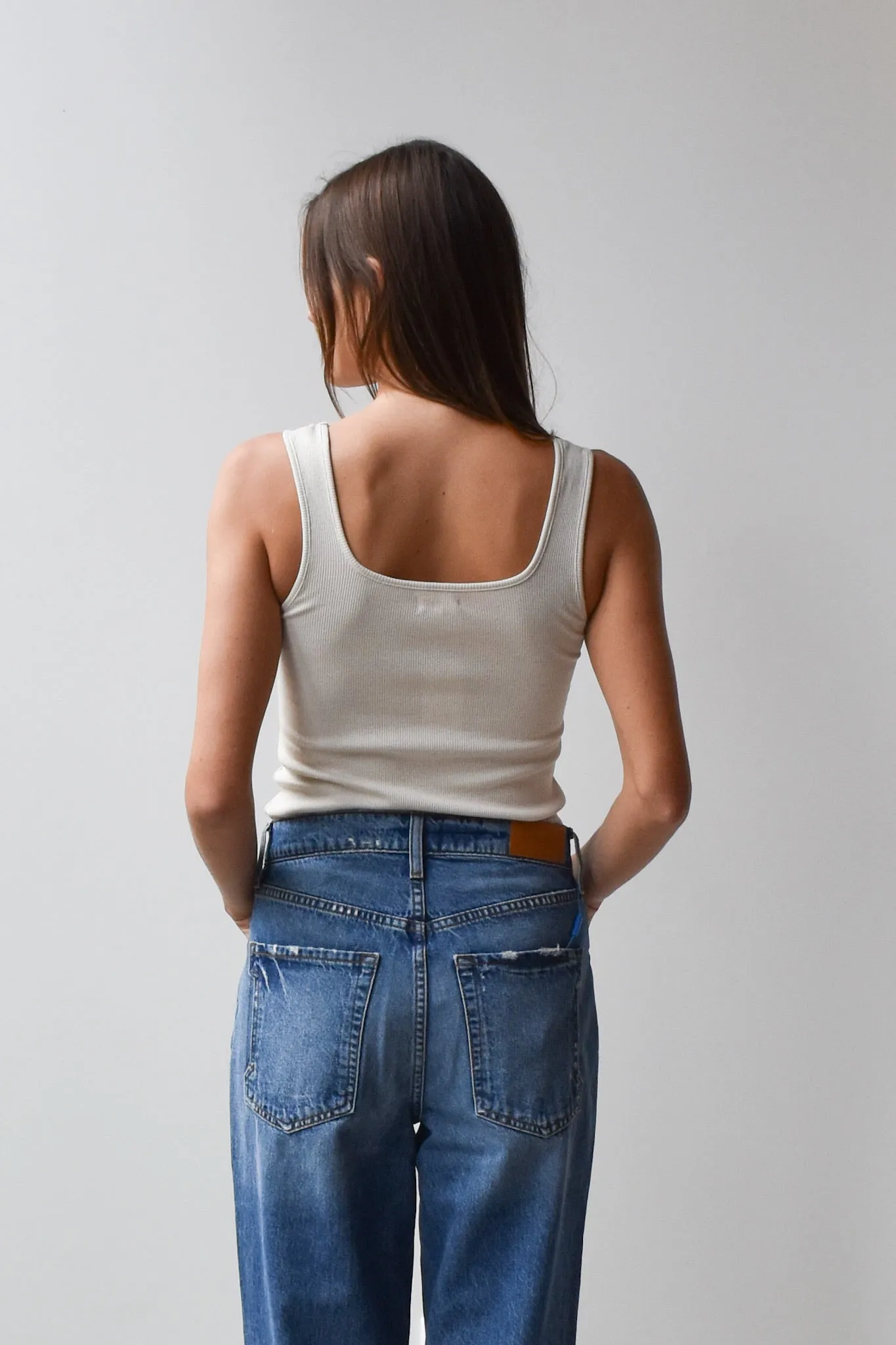 Square Neck Tank - Cotton Ribbed