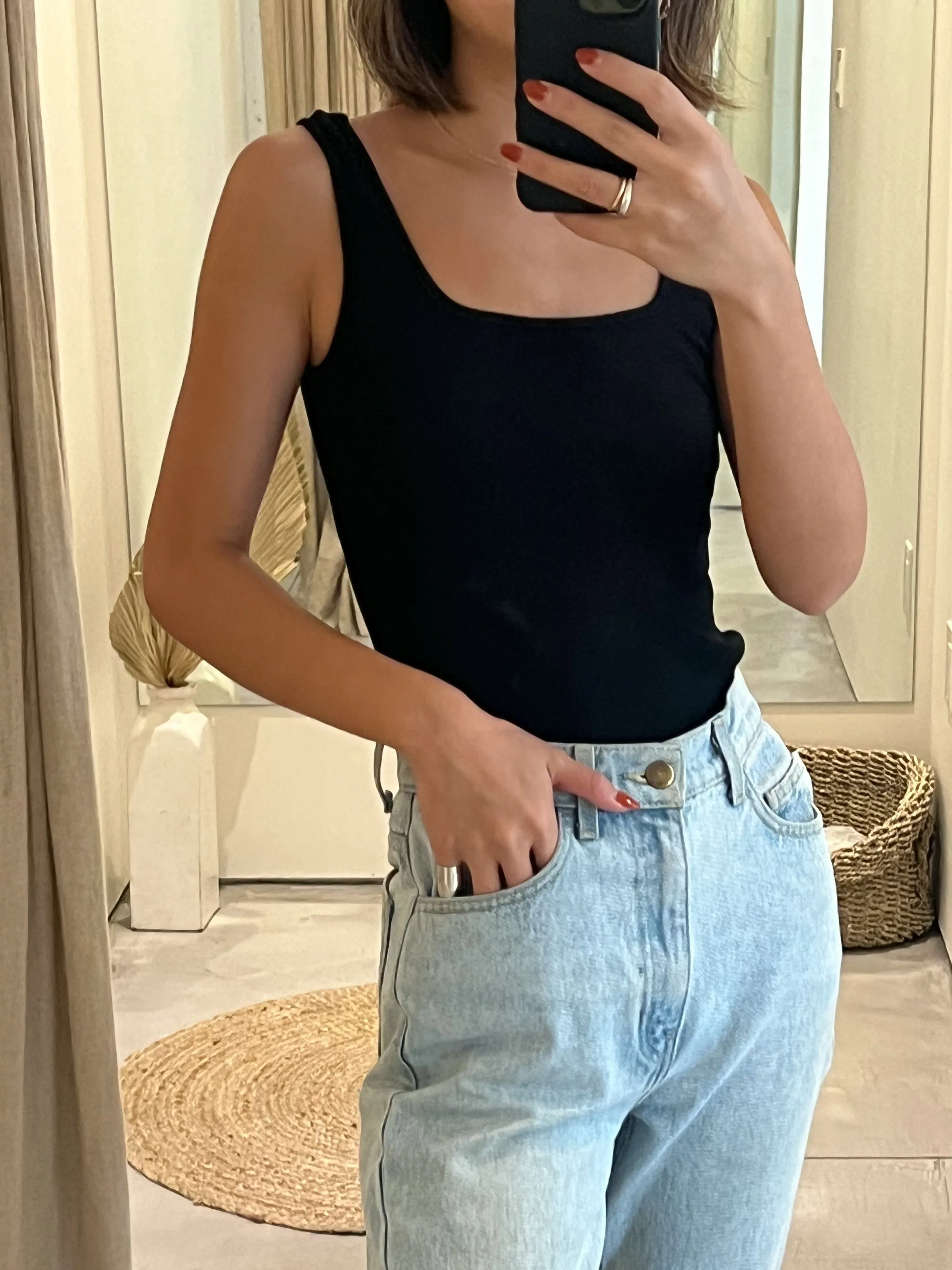 Square Neck Tank - Cotton Ribbed