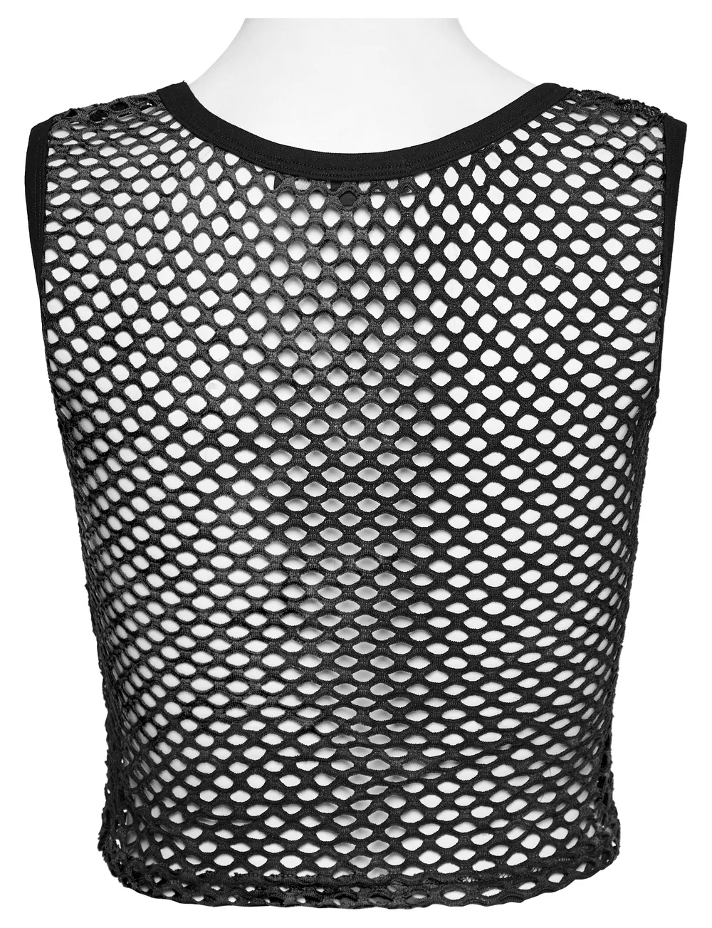 Stylish Punk Female Black Fishnet Crop Tank Top