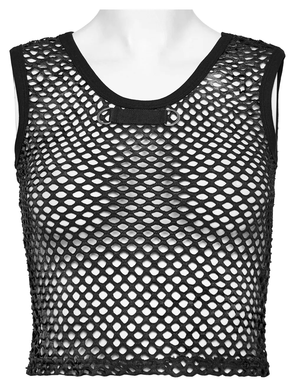 Stylish Punk Female Black Fishnet Crop Tank Top