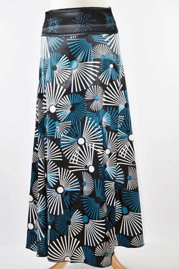 Teal Fireworks Silk Skirt