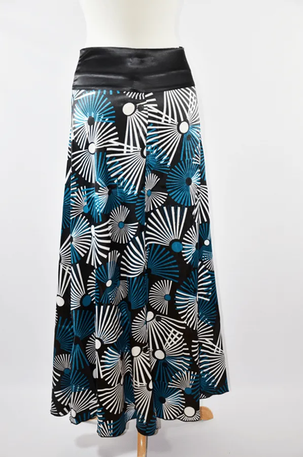 Teal Fireworks Silk Skirt