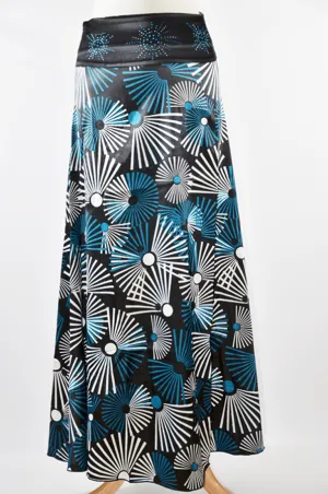 Teal Fireworks Silk Skirt