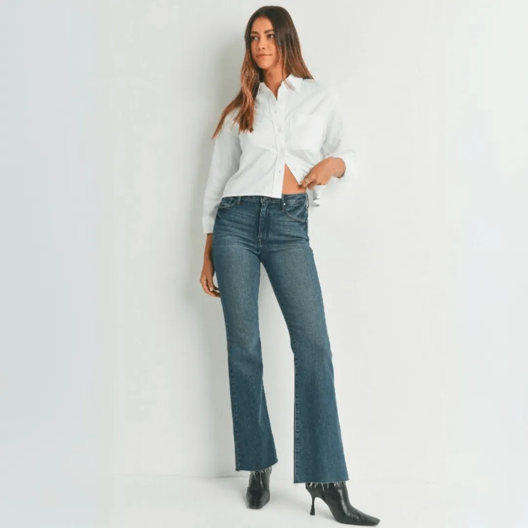 The Fall Flare Denim Jeans in Dark Denim Made in USA
