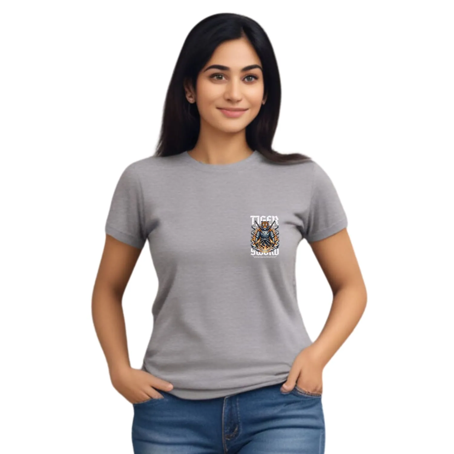 Tiger Womens cotton printed T-shirt