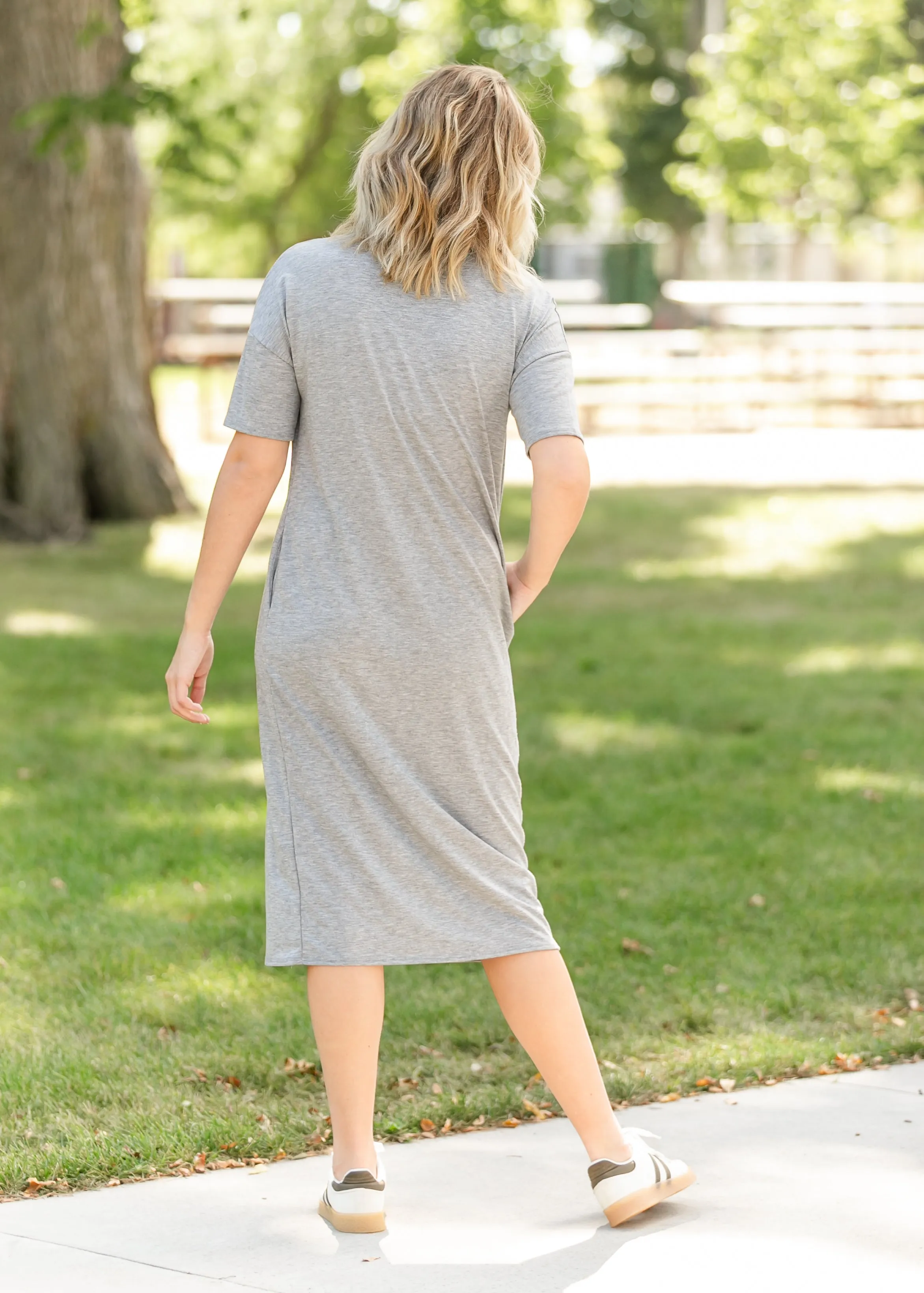 Tillie Short Sleeve Gray Midi Dress