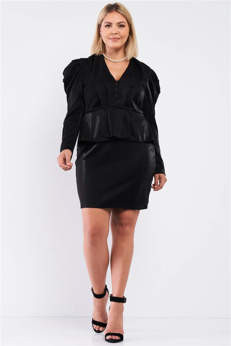 Victorian Steampunk Inspired V-neck Pleated Mock Blazer Dress