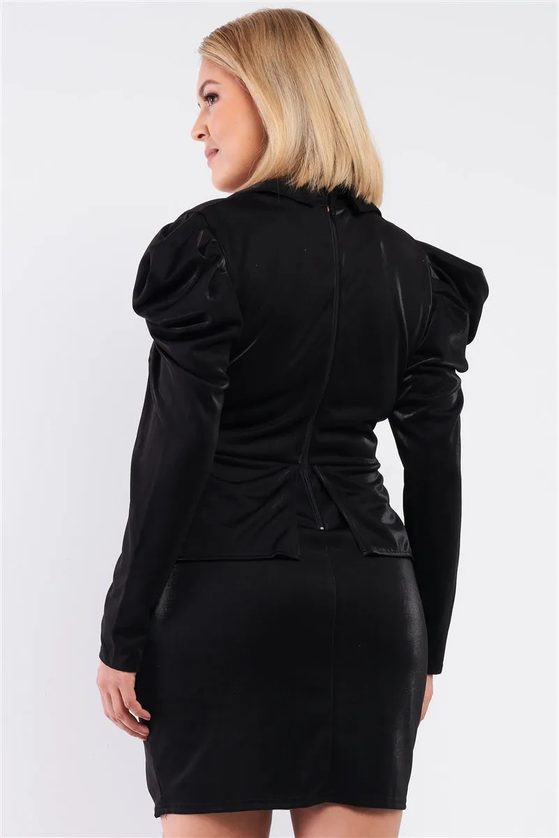 Victorian Steampunk Inspired V-neck Pleated Mock Blazer Dress