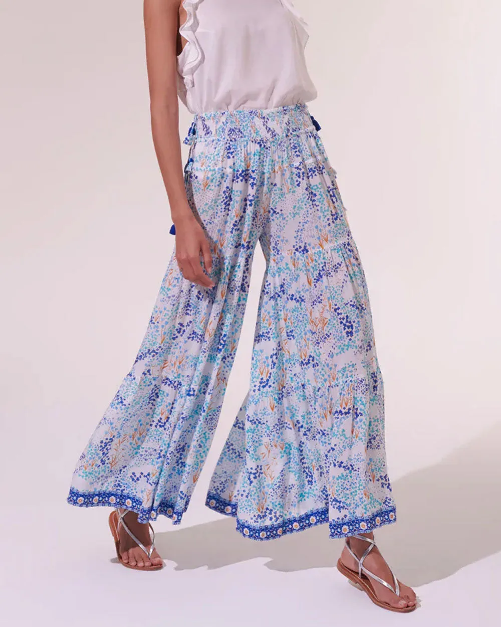 White and Blue Tulip Soledad Pant