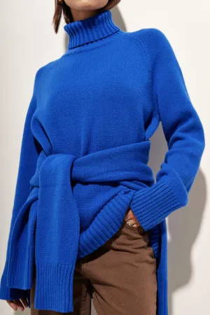 Winter Belted Turtleneck Sweater