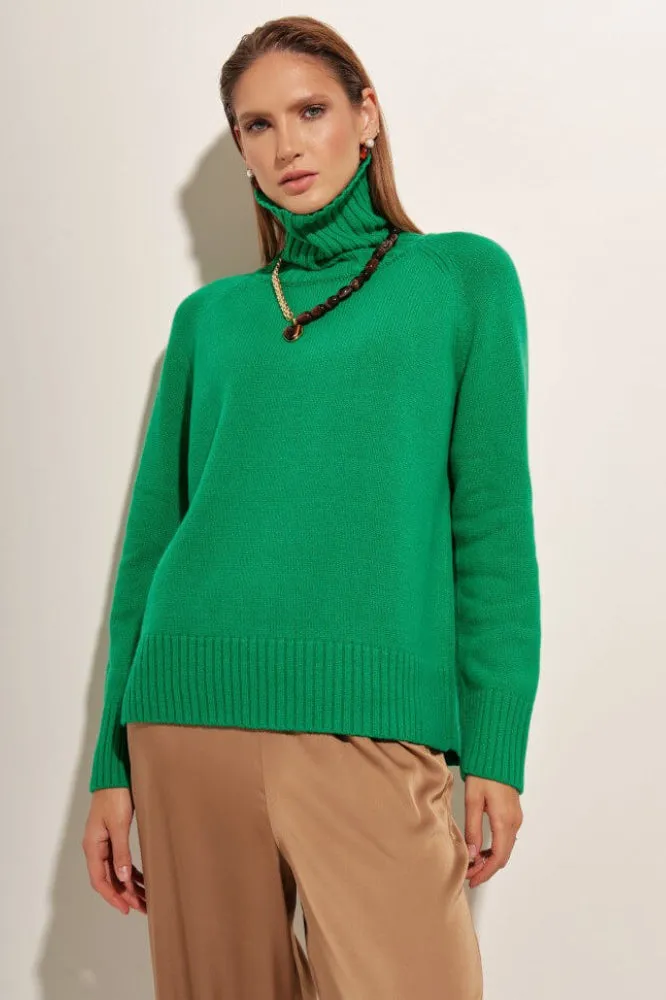 Winter Belted Turtleneck Sweater
