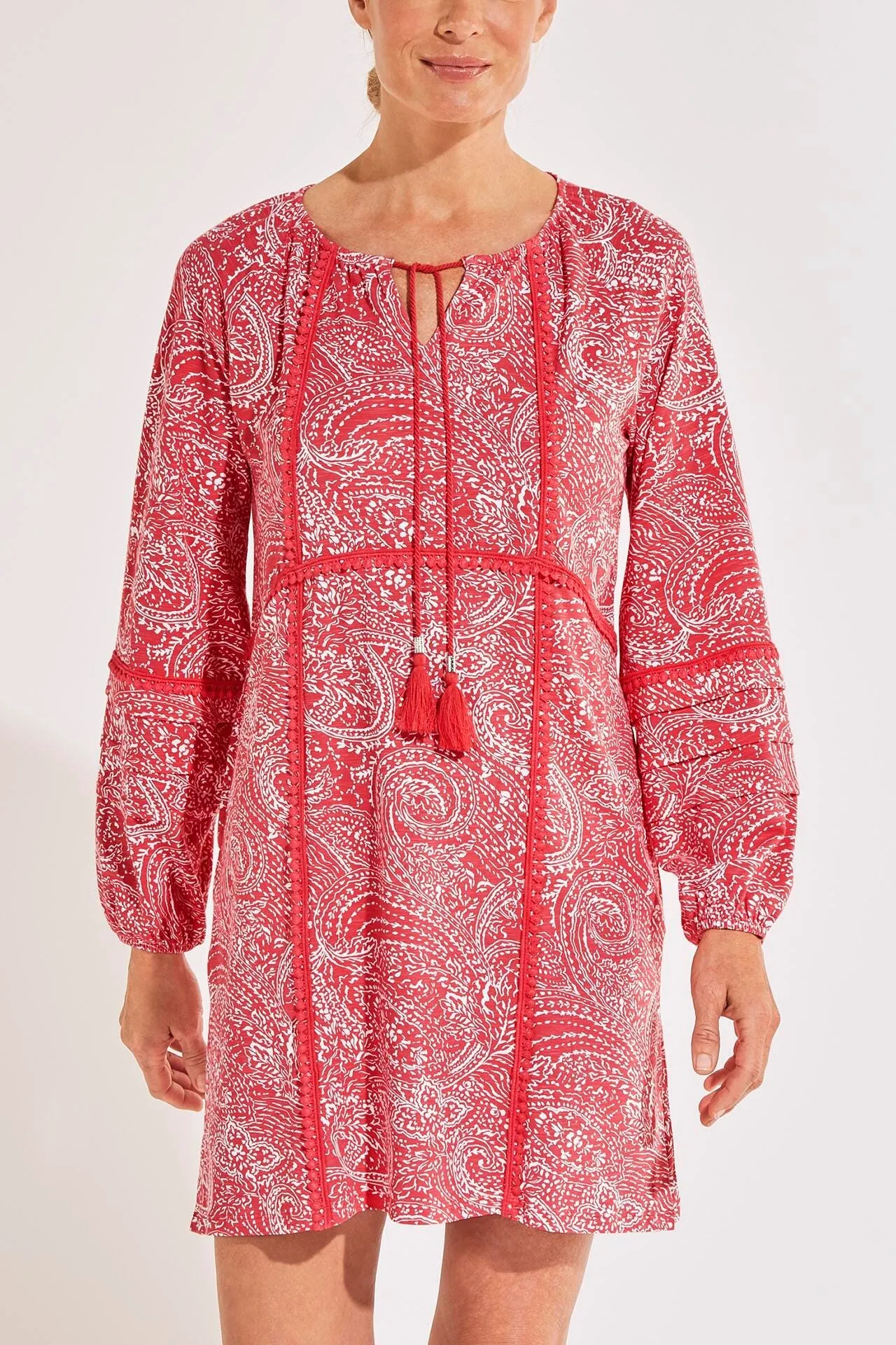 Women's Balandra Beach Cover-Up | Radiant Coral Delicate Paisley
