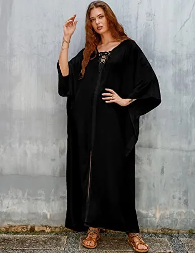 Women's Loose V-Neck Beach Caftan Cover Up Dress
