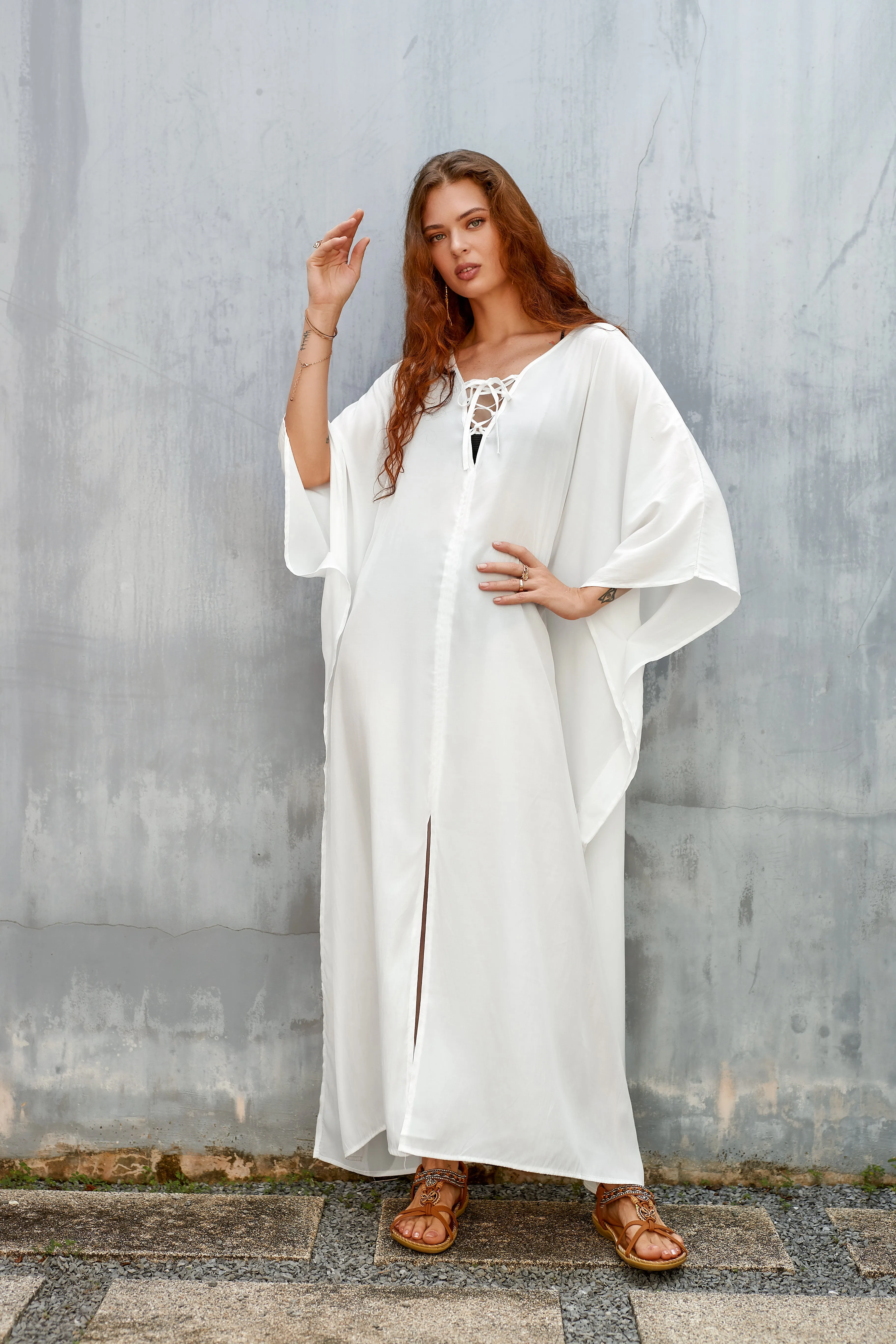 Women's Loose V-Neck Beach Caftan Cover Up Dress