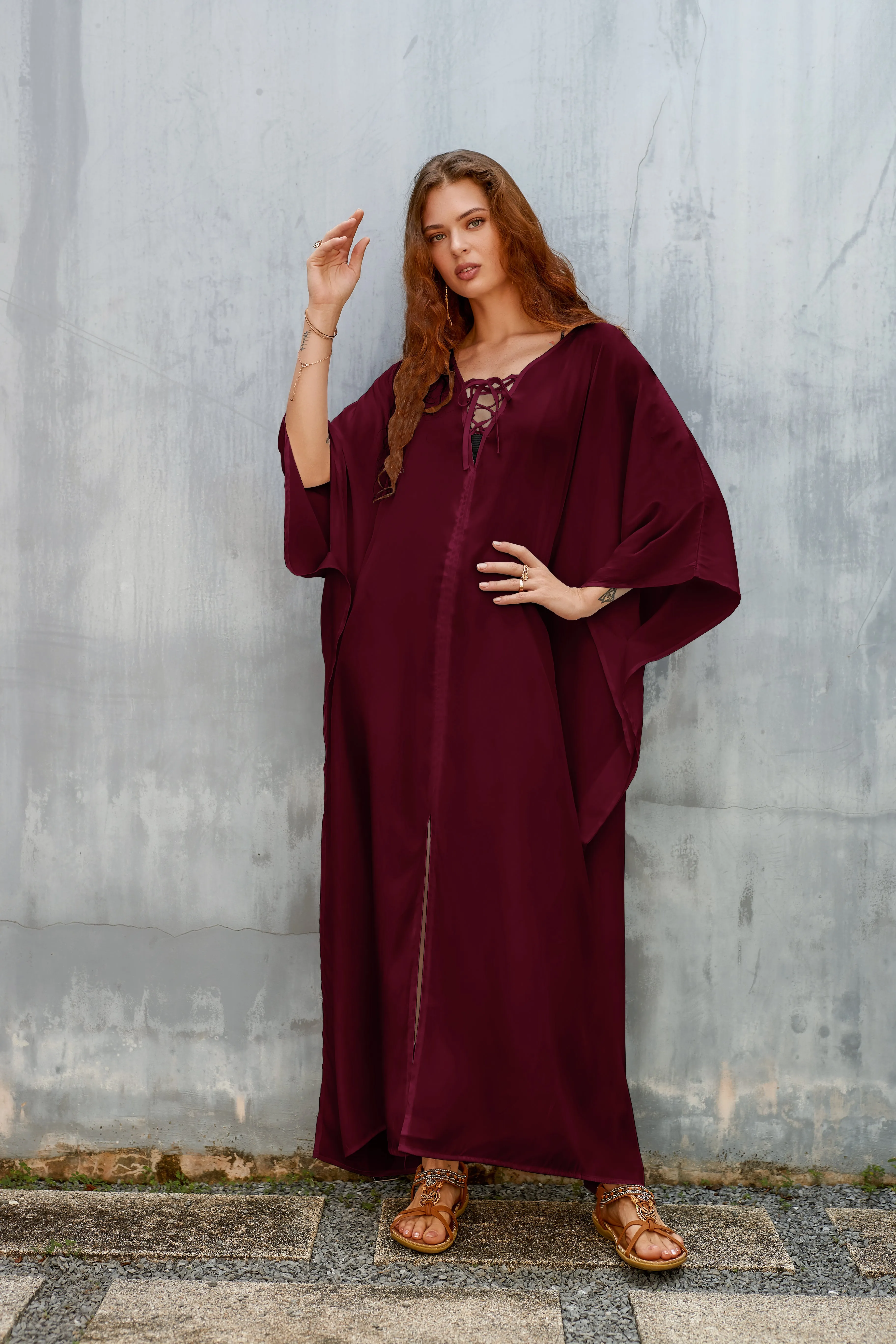 Women's Loose V-Neck Beach Caftan Cover Up Dress