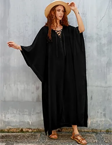 Women's Loose V-Neck Beach Caftan Cover Up Dress